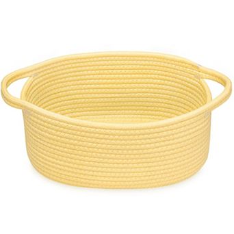 Small Rope Basket with Handles Decorative Woven Storage Bin Cube