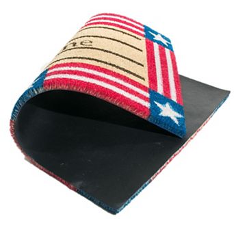 HomeRoots 18" X 30" Red White And Blue Coir Patriotic Welcome Outdoor Door Mat