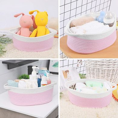 Small Rope Woven Basket with Handles for Pet Toy Shelf Organizer Gift