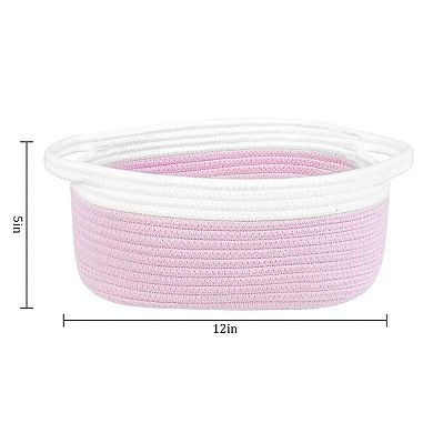 Small Rope Woven Basket with Handles for Pet Toy Shelf Organizer Gift