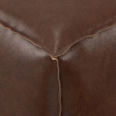 Dark Brown Faux Leather Boho Pouf