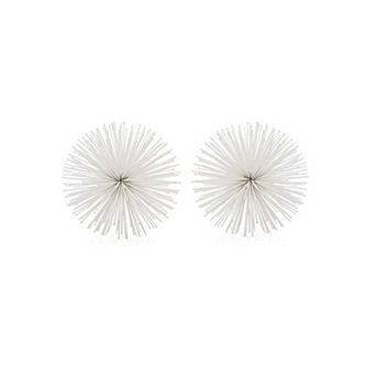 HomeRoots Set of Two White Iron Decorative Spiky Sphere Tabletop Sculpture