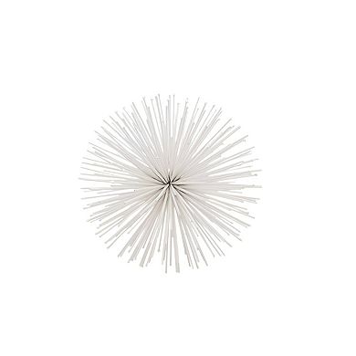 HomeRoots Set of Two White Iron Decorative Spiky Sphere Tabletop Sculpture