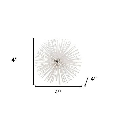 HomeRoots Set of Two White Iron Decorative Spiky Sphere Tabletop Sculpture