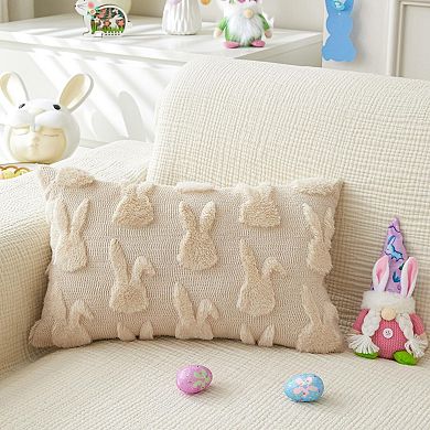 2pcs 20"x12" Easter Bunny Plush Pillow Covers Decorative Soft Sofa Couch