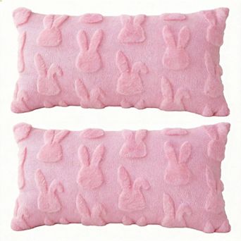 2 pc 20"x12" Easter Bunny Plush Pillow Covers Decorative Soft Sofa Couch