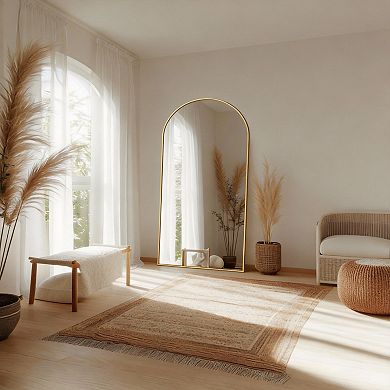 Arched Full Length Floor Mirror Aluminum Frame Stand Leaning Wall 71"Lx28"W