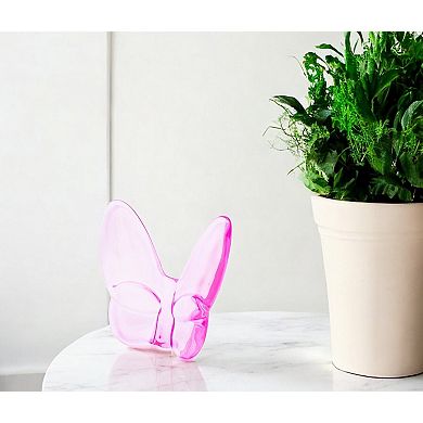 HomeRoots 3" Pink Crystal Butterfly Figurine Tabletop Sculpture