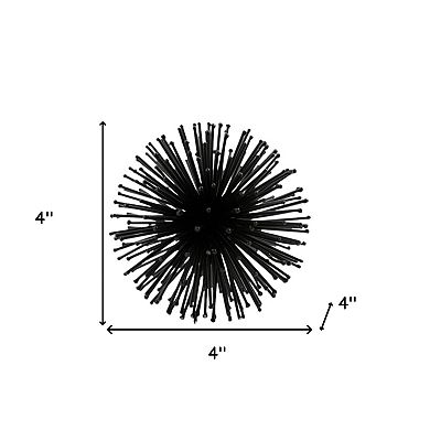 HomeRoots Set of Two Black Iron Decorative Spiky Sphere Tabletop Sculpture
