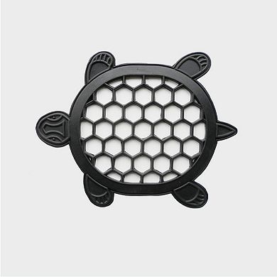 HomeRoots 13" X 17" Black Rubber Geometric Outdoor Door Mat