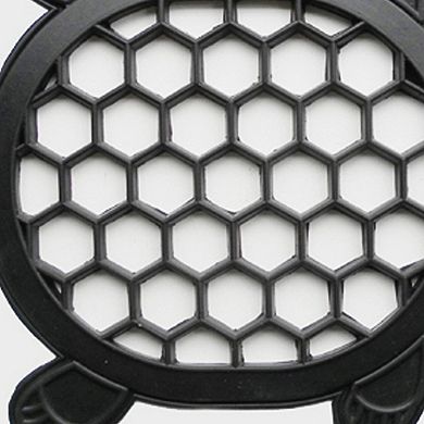 HomeRoots 13" X 17" Black Rubber Geometric Outdoor Door Mat