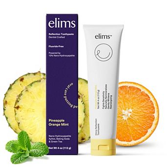 ELIMS Pineapple Orange Mint Toothpaste, Fluoride-Free with Nano-Hydroxyapatite