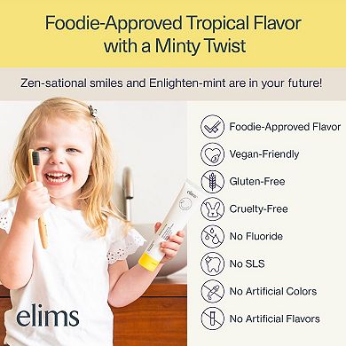 ELIMS Pineapple Orange Mint Toothpaste, Fluoride-Free with Nano-Hydroxyapatite