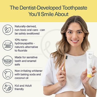 ELIMS Pineapple Orange Mint Toothpaste, Fluoride-Free with Nano-Hydroxyapatite