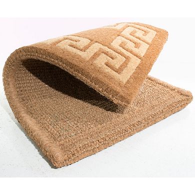 HomeRoots 36" X 60" Brown Coir Greek Key Outdoor Door Mat