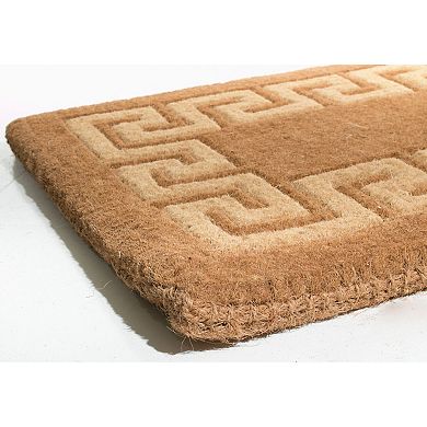HomeRoots 36" X 60" Brown Coir Greek Key Outdoor Door Mat