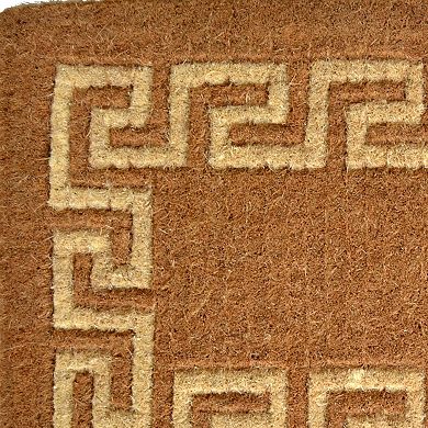 HomeRoots 36" X 60" Brown Coir Greek Key Outdoor Door Mat