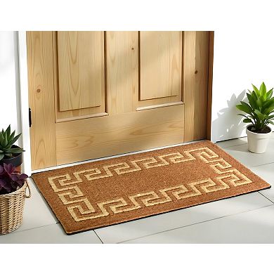 HomeRoots 36" X 60" Brown Coir Greek Key Outdoor Door Mat