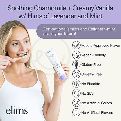ELIMS Lavender Vanilla Mint Toothpaste, Fluoride-Free with Nano-Hydroxyapatite