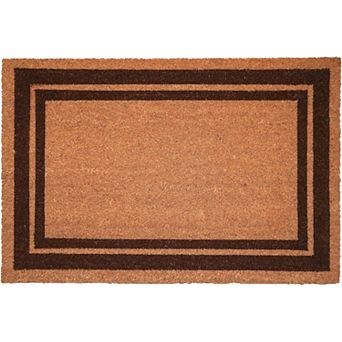 HomeRoots 24" X 36" Natural and Black Coir Geometric Outdoor Door Mat