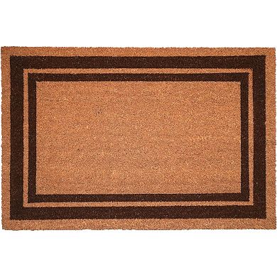 HomeRoots 24" X 36" Natural and Black Coir Geometric Outdoor Door Mat