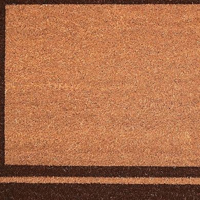 HomeRoots 24" X 36" Natural and Black Coir Geometric Outdoor Door Mat