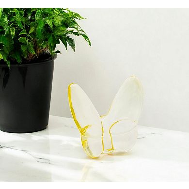 HomeRoots 3" Light Yellow Crystal Butterfly Figurine Tabletop Sculpture