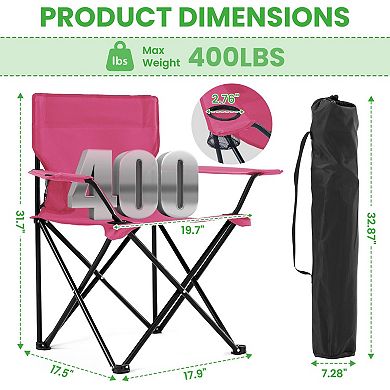 Portable Folding Camping Chair with Cup Holder & Carry Bag