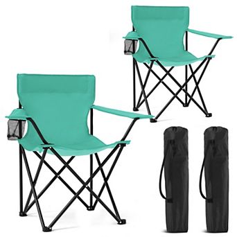 Portable Folding Camping Chair with Cup Holder & Carry Bag
