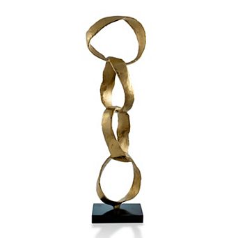 HomeRoots 25" Gold and Black Marble and Aluminum Modern Abstract Tabletop Sculpture