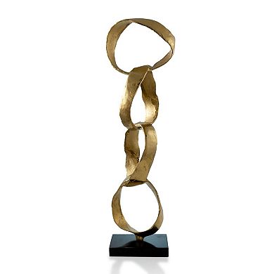 HomeRoots 25" Gold and Black Marble and Aluminum Modern Abstract Tabletop Sculpture