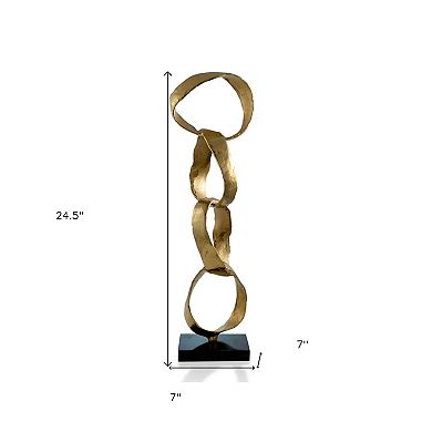 HomeRoots 25" Gold and Black Marble and Aluminum Modern Abstract Tabletop Sculpture