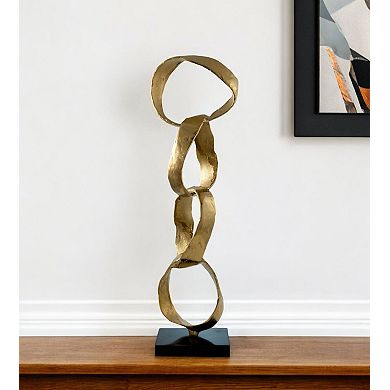 HomeRoots 25" Gold and Black Marble and Aluminum Modern Abstract Tabletop Sculpture