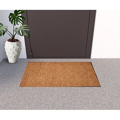 HomeRoots 22" X 36" Brown and Black Coir Outdoor Door Mat