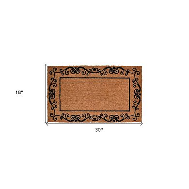 HomeRoots 18" X 30" Brown and Black Coir Scrollwork Outdoor Door Mat