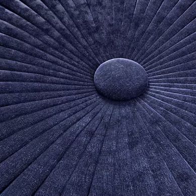 Dark Blue Velvet Round Pouf Ottoman