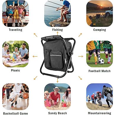 Backpack Stool Cooler Chair 300 Lb Folding Camping Fishing