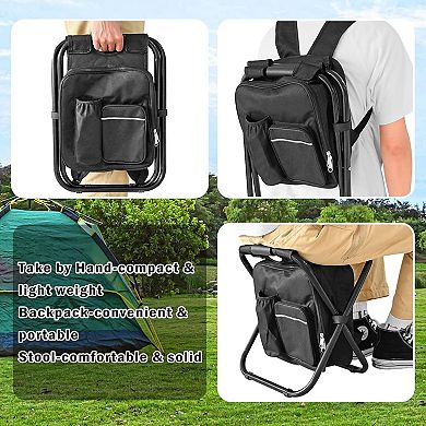 Backpack Stool Cooler Chair 300 Lb Folding Camping Fishing
