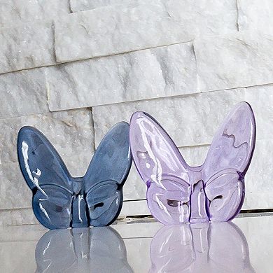 HomeRoots 3" Dark Blue Crystal Butterfly Figurine Tabletop Sculpture