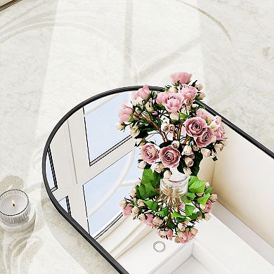 Arched Full Length Mirror Aluminum Frame Floor Leaning Wall Mount 71"L x 26"W