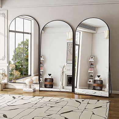 Arched Full Length Mirror Aluminum Frame Floor Leaning Wall Mount 71"L x 26"W