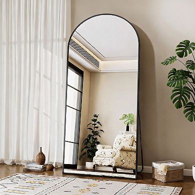 Arched Full Length Mirror Aluminum Frame Floor Leaning Wall Mount 71"L x 26"W
