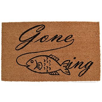HomeRoots 18" X 30" Brown and Black Coir Fish Outdoor Door Mat