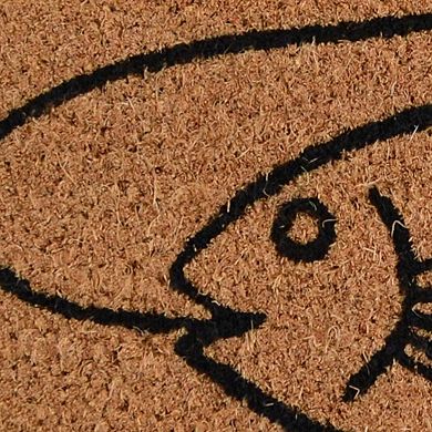 HomeRoots 18" X 30" Brown and Black Coir Fish Outdoor Door Mat