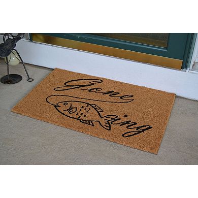 HomeRoots 18" X 30" Brown and Black Coir Fish Outdoor Door Mat