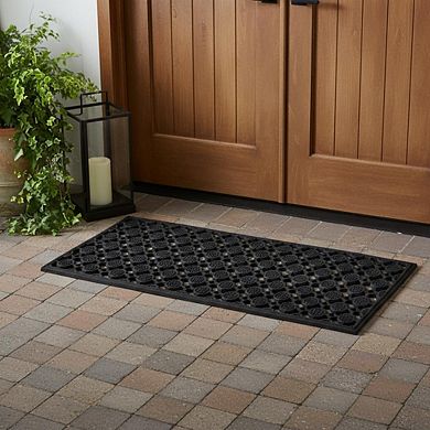 HomeRoots 18" X 47" Black Rubber Outdoor Door Mat