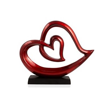 HomeRoots 12" Red and Black Aluminum Tabletop Sculpture