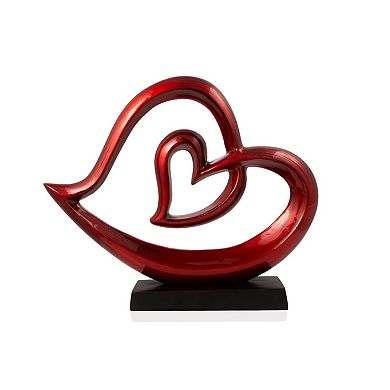 HomeRoots 12" Red and Black Aluminum Tabletop Sculpture