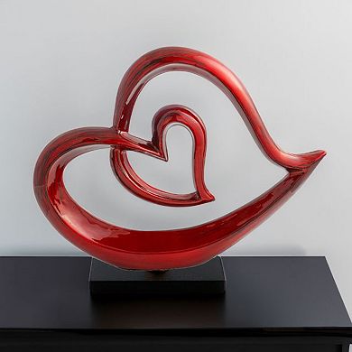 HomeRoots 12" Red and Black Aluminum Tabletop Sculpture