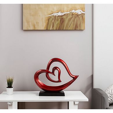 HomeRoots 12" Red and Black Aluminum Tabletop Sculpture